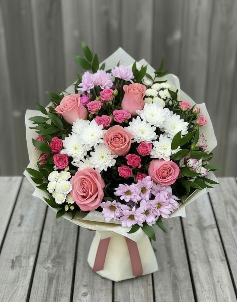 Букет цветов из: Альстромерии, Гвоздики, Розы и Хризантемы в Поселок дома отдыха Успенское