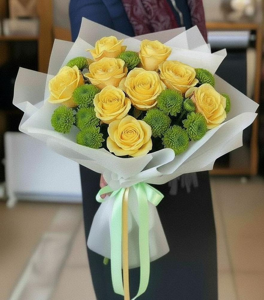 Букет цветов из: Хризантемы и Розы в Поселок дома отдыха Успенское