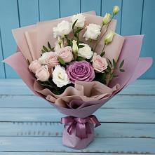 Букет цветов из:  Розы и Лизиантусы в Поселок дома отдыха Успенское