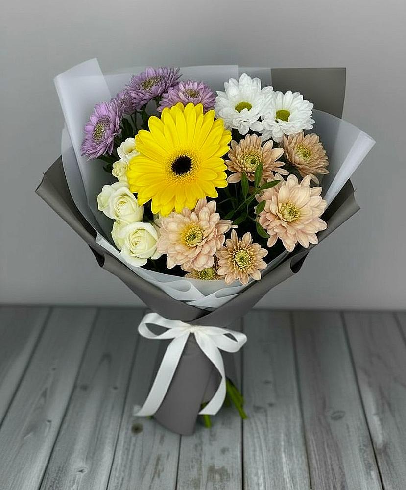 Букет цветов из: Розы, Герберы и Хризантемы в Поселок дома отдыха Успенское
