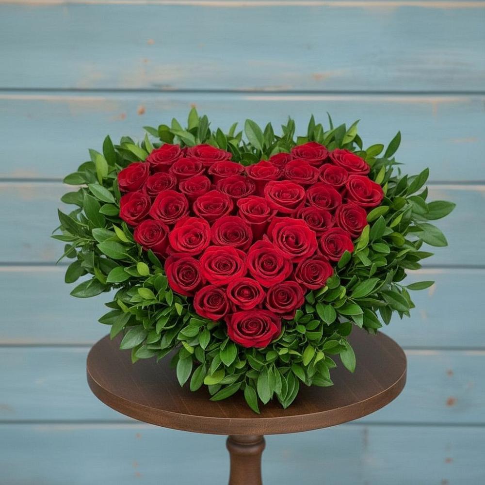 Цветочная композиция из Розы в виде сердца в Поселок дома отдыха Успенское