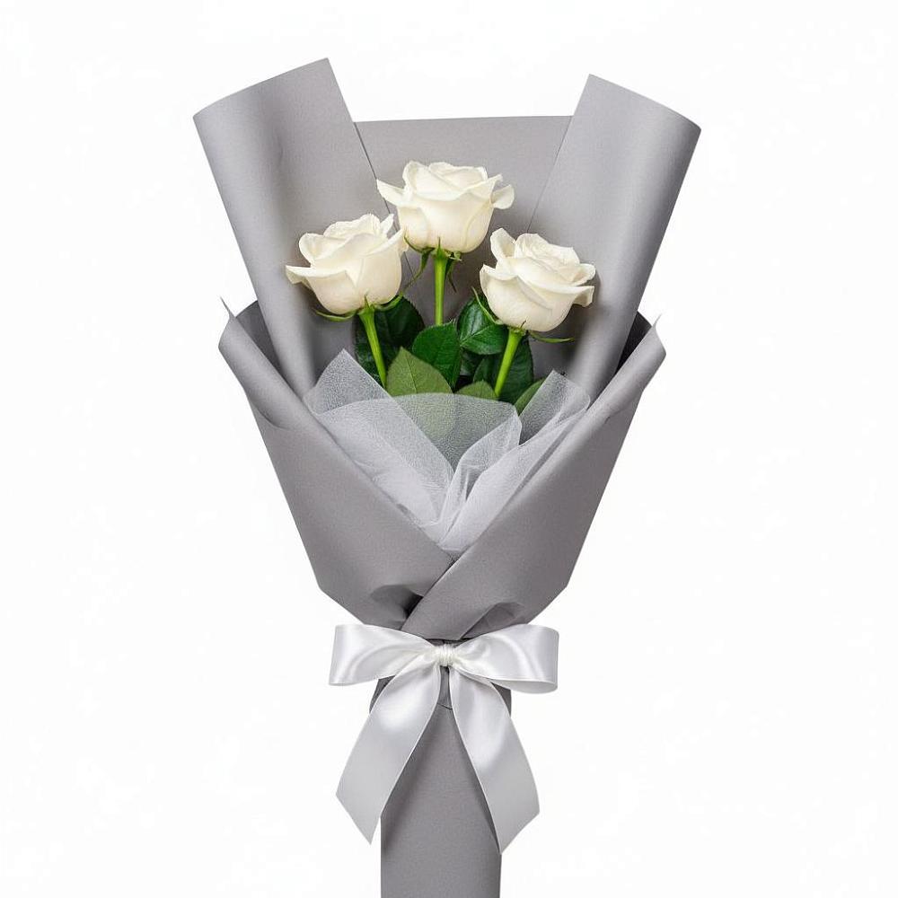 Букет 3 белые розы в Поселок дома отдыха Успенское