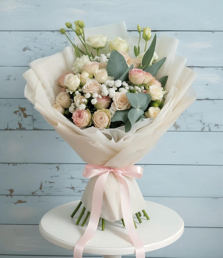 Букет цветов из: Розы и Лизиантусы в Поселок дома отдыха Успенское