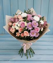 Букет цветов из:  Хризантемы, Розы и Альстромерии в Поселок дома отдыха Успенское