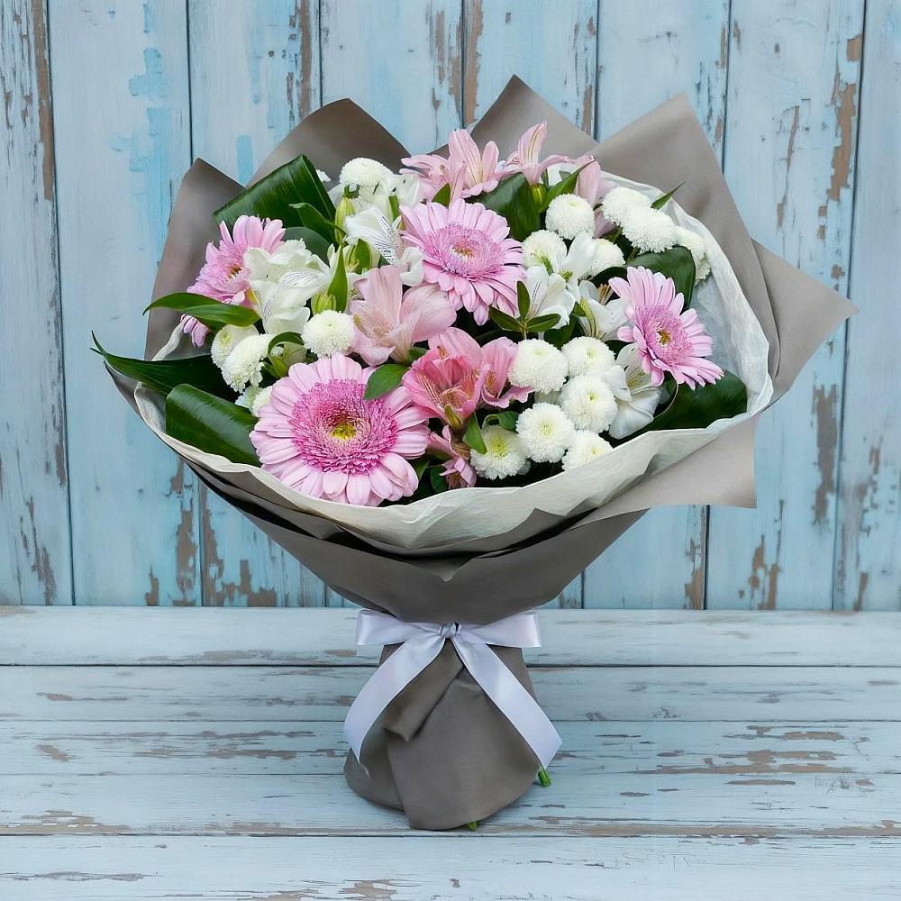 Букет цветов из: Герберы, Альстромерии и Хризантемы в Поселок дома отдыха Успенское