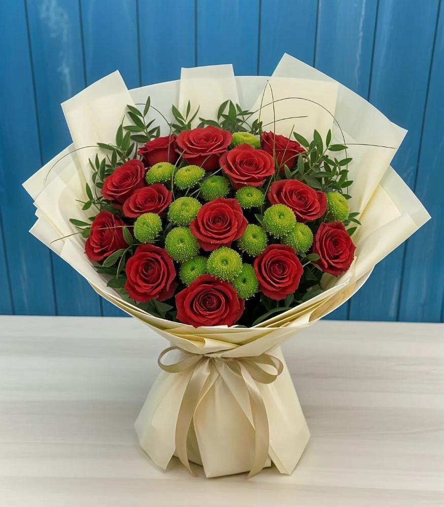 Букет цветов из: Розы и Хризантемы в Поселок дома отдыха Успенское