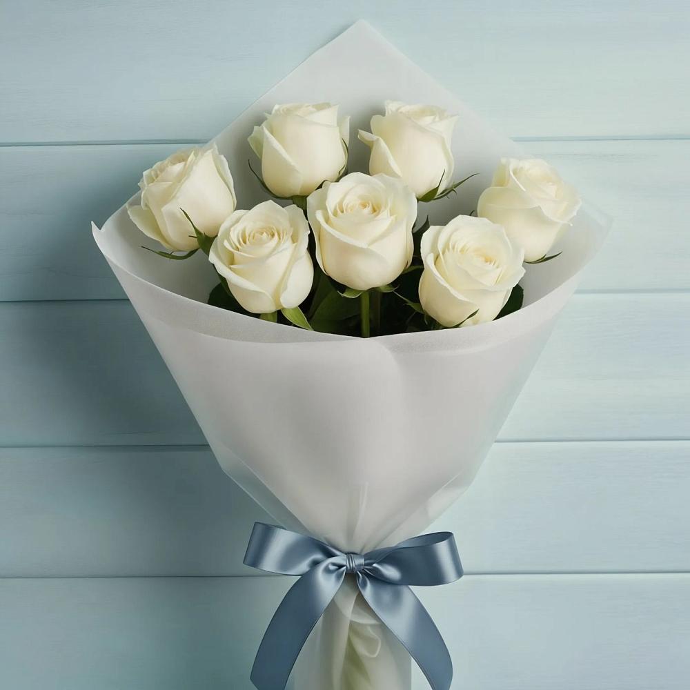 Букет 7 Белых роз Эдлесс Лав в Поселок дома отдыха Успенское